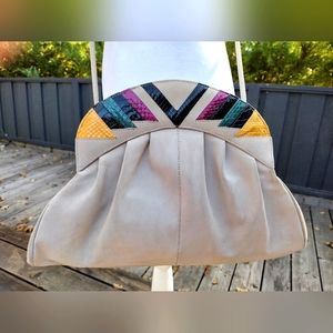 Vintage Jasmine snakeskin and leather handbag / purse